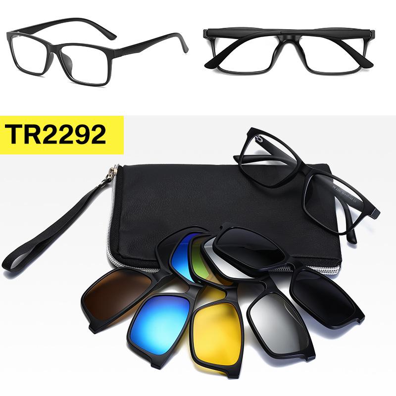 Polarized Magnetic Clip-on Sunglasses Set: Unisex TR Frame Prescription Eyeglass & Sunglasses Combo