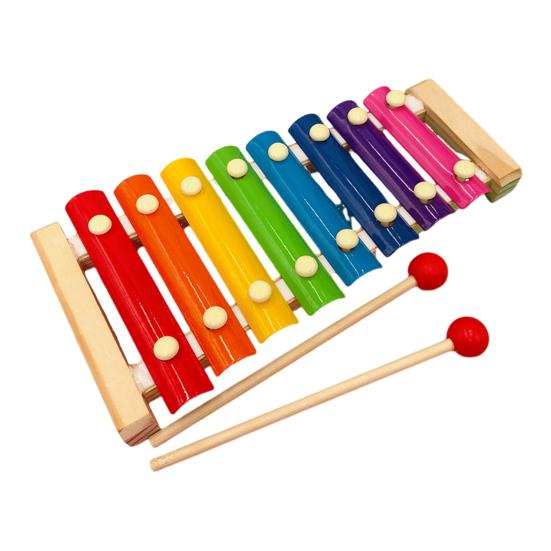 8 Note Wooden Xylophone Toy with 2 Mallets Colorful Metal Keys Glockenspiel Xylophone Toddlers Boys Girls Educational Percussion