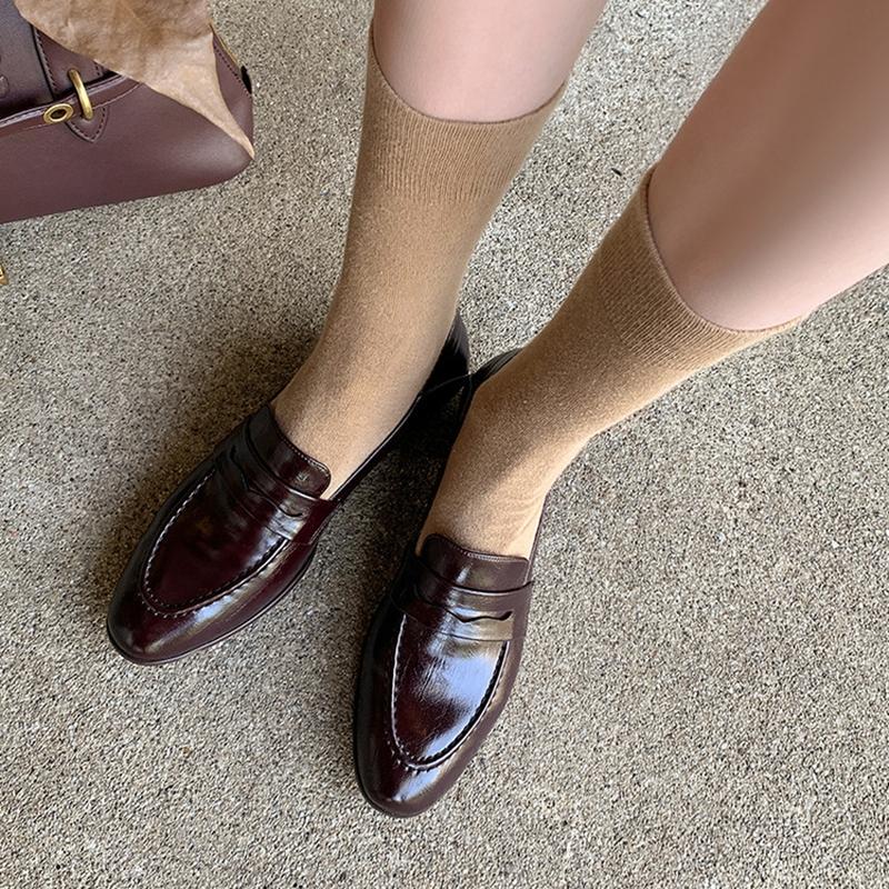 Fashion NEW Autumn/Spring Women Loafers Split Leather Shoes for Women Round Toe Low Heel Shoes Slip-on Women Pumps Comfort Daily Shoes