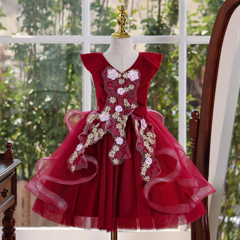 Princess Girl Summer Dress With Polyester Fabric And Puffed Skirt For Wedding And Party Celebrations