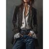 MGHR Women's Vintage Casual Solid Color Print Autumn Winter Long Sleeve Jackets & Coats