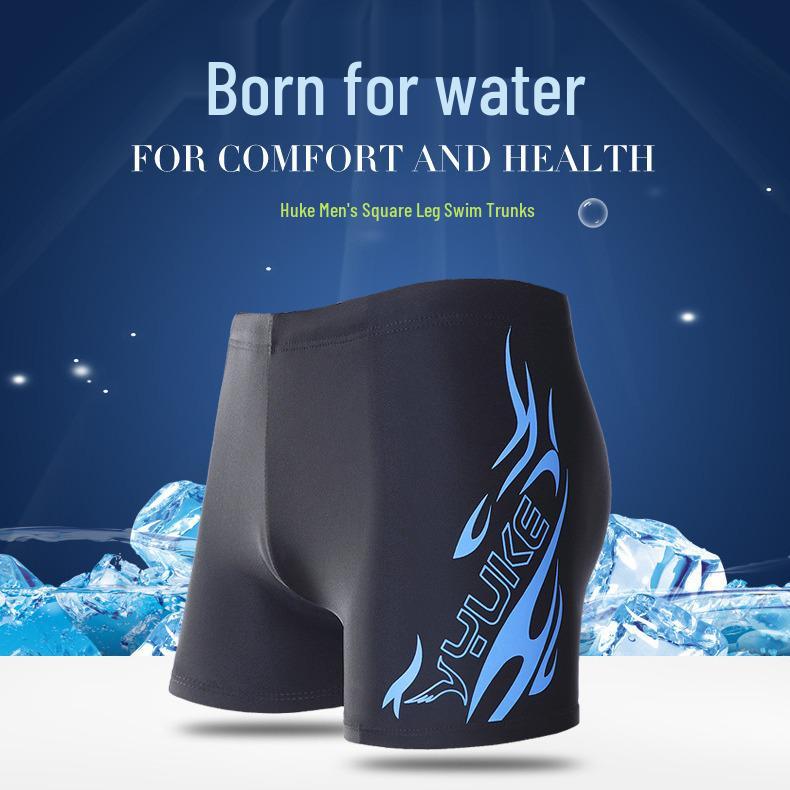 Yuke Men's Plus Size Flat Leg Swim Trunks Flame Design Shorts