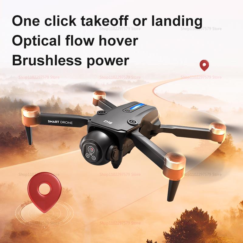 New D18 RC Drone 8K Professional HD Dual Camera 360° Obstacle Avoidance Aerial Optical Brushless Large Screen Quadcopter Toy