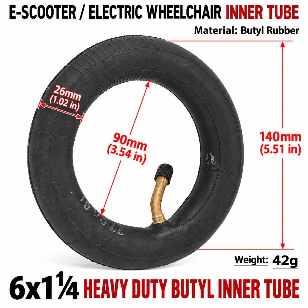 2PCS 6 X 1 1/4 Inch Scooter Inner Tube Electric Scooter Inner Tube Replacement Inner Tube