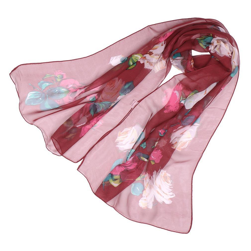 Lotus Geogette Medium-Long Silk Printed Scarf Summer Sunscreen Shawl Mom Gift Style Dance Versatile