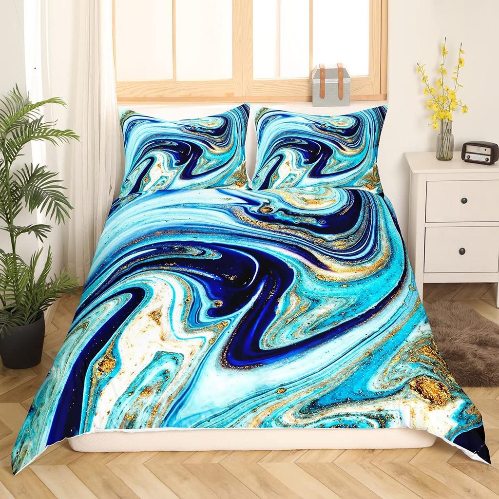 Comforter Marble Bedding Set Marbling Modern Abstract Art Tie Dye Comforter Stone Marble Twin Full King Size