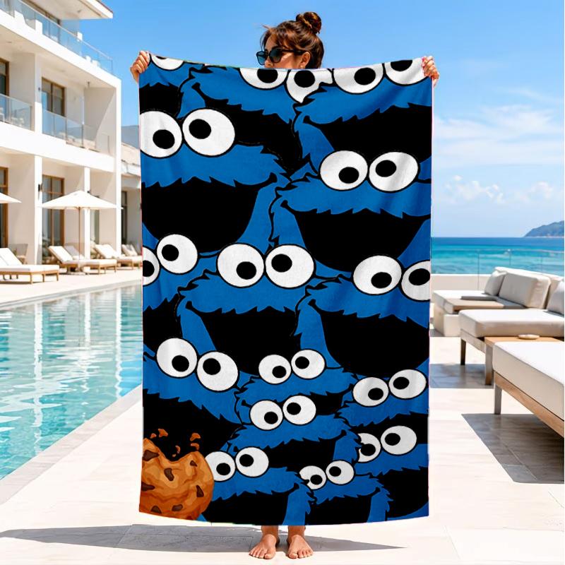 Elmo And Cookie Sesame Friends Beach Towel, Super Soft Microfiber, Perfect Gift for Her/Him, Birthday, for Pool, Beach, Travel, Decor Beach Party