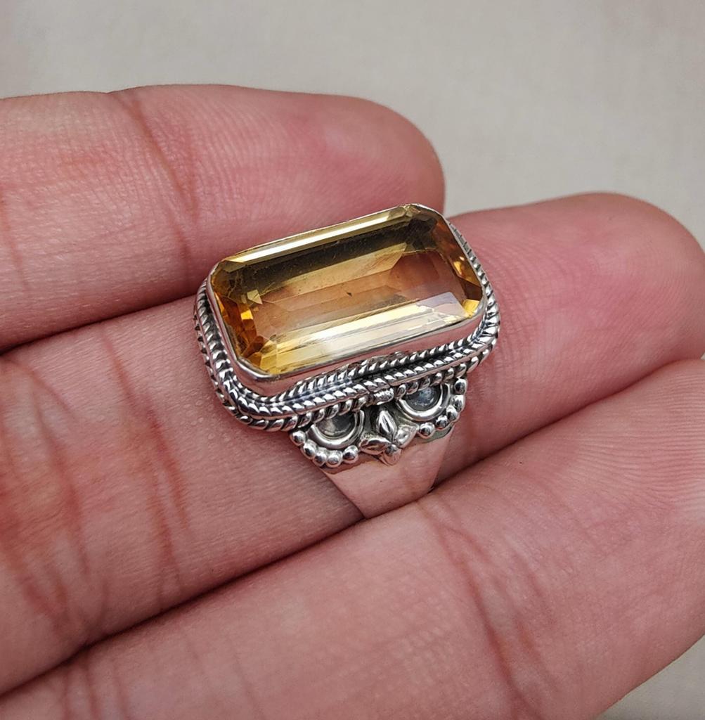 Handmade Citrine Sterling Silver Ring: Boho November Birthstone