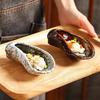Retro Oyster Shaped Ceramic Plate Sushi Plate Dessert Dim Sum Plate Seasoning Plates Molecular Cuisine Ceramic Tableware