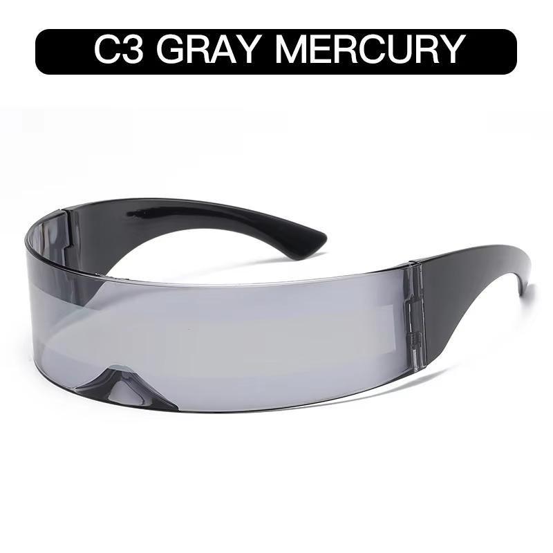 Futuristic Narrow Cyclops Visor Sunglasses Laser Eyeglasses UV400 Personality Mirrored Lens Costume Eyewear Glasses Men Glasses