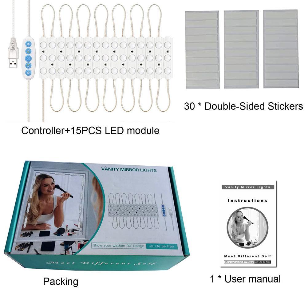 LED Mirror Light Dimmable Mirror Lighting with 45 Leds DIY Make Up Light for Dressing Table USB