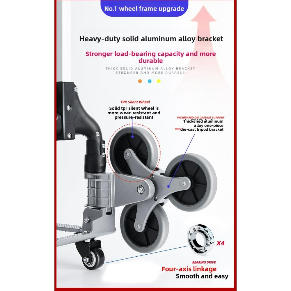 Stair-climbing handcart, portable luggage cart, cargo-pulling and shopping cart, aluminum alloy foldable small cart