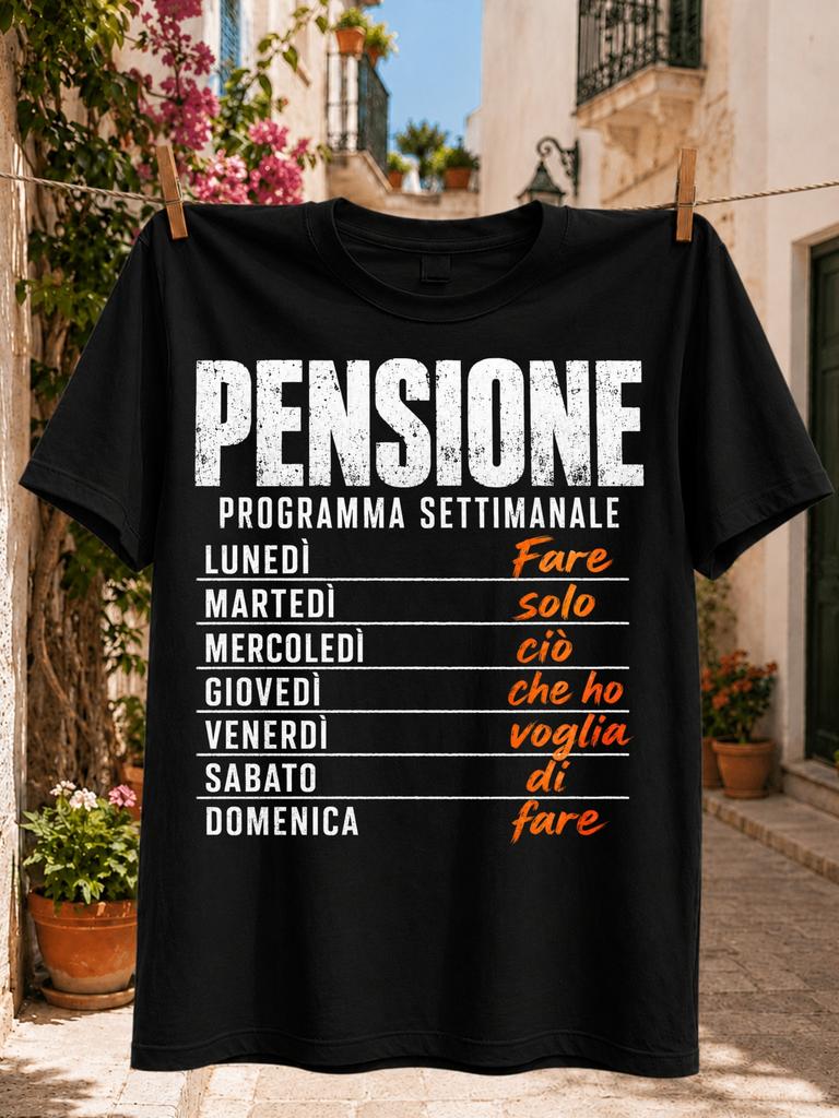 Pensione Programma SettiUnisexale Clean Italian RetireUnisext Graphic weekly day list with orange text Unisex All TShirt