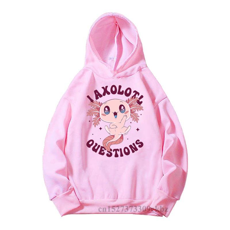 Just A Girl Who Loves Axolotls Print Kids Pink Hoodie Comfy Versatile Long Sleeve Streetwear Children Sweatshirt Baby Casual Top