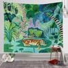 VIKAMA Tierkönig Wald Tiger Wandteppich Tropische Palmenpflanzen Blumen Böhmischer Wandteppich Heimdekoration