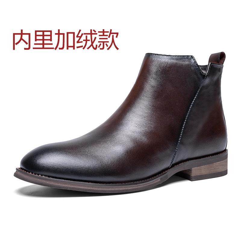 

Fashion men s boots autumn and winter new Martin boots men s microfiber leather short boots trendy winter warm velvet cotton shoes 45