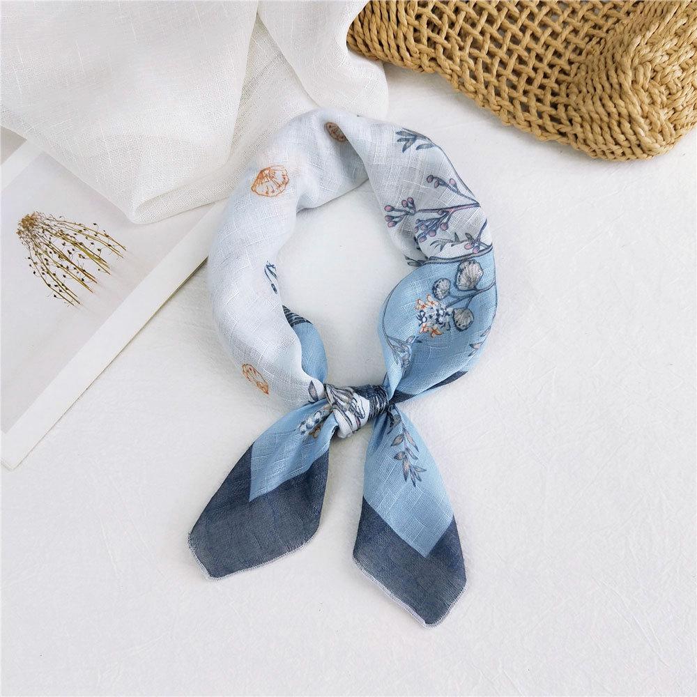 Eșarfă pătrată mică din bumbac și in Eșarfă din mătase Primăvară și toamnă pentru femei Stil nou artistic și versatilă la modă Esarfă cu bentiță cu temperament