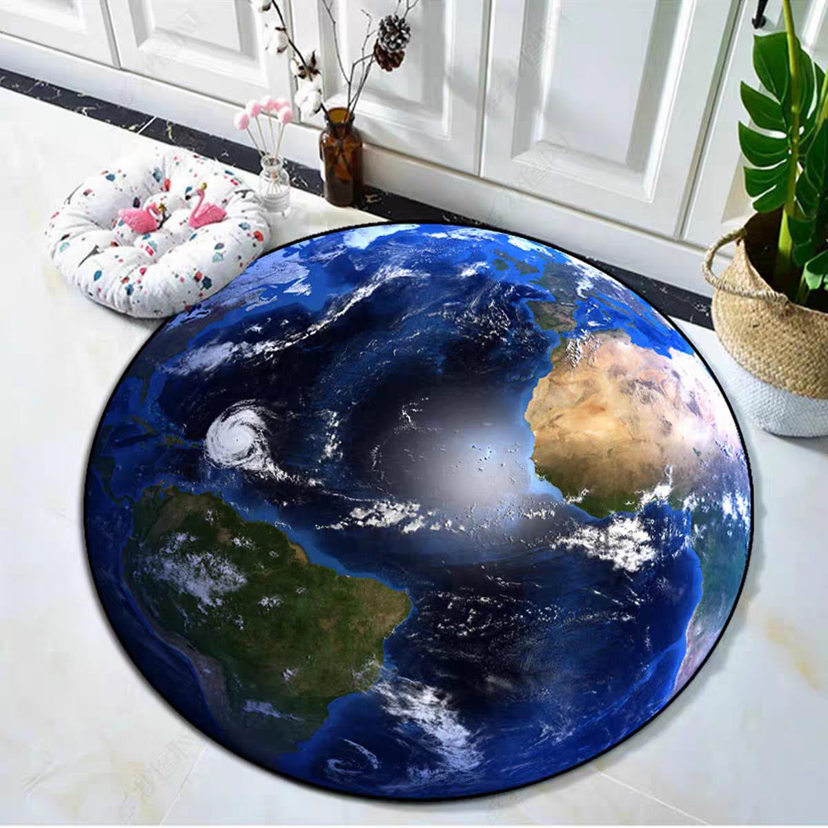 

Round Sponge Carpet Earth Moon Mars Pattern Anti-Slip Floor Mat Bedroom Computer Chair Floor Mat Home Decoration 40x40cm
