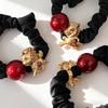 2Pcs Cute New Year Hair Rope 2026 Horse Year Rubberband Zodiac Golden Pony Knitted Hair Tie Horse Year Hair Ring Girls Gift