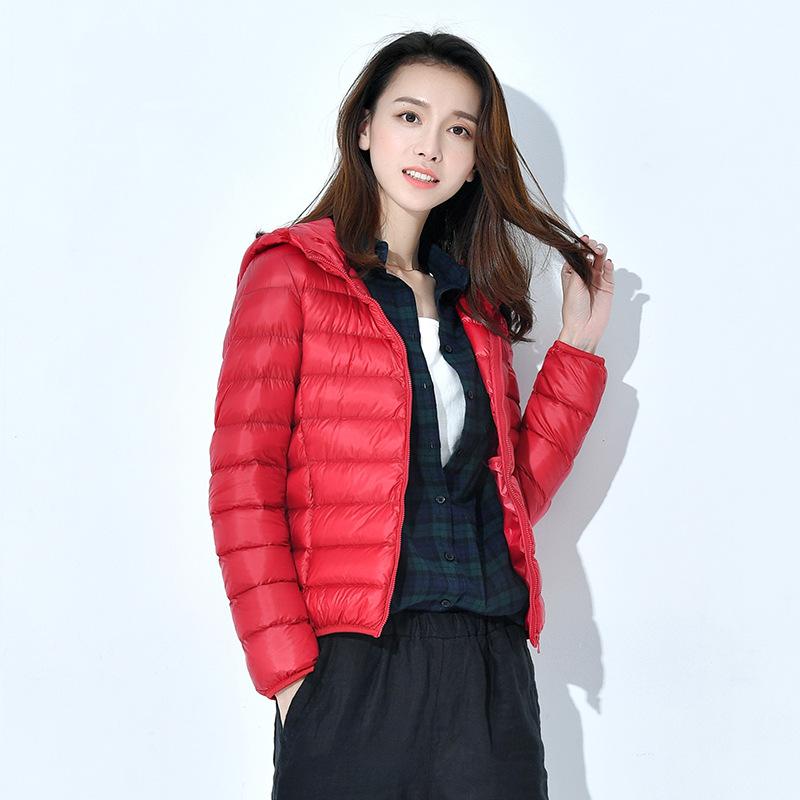 Women Coat Autumn Winter White Duck Down Jacket Solid Colors Warm Slim Zipper Fashion Light Down Coat