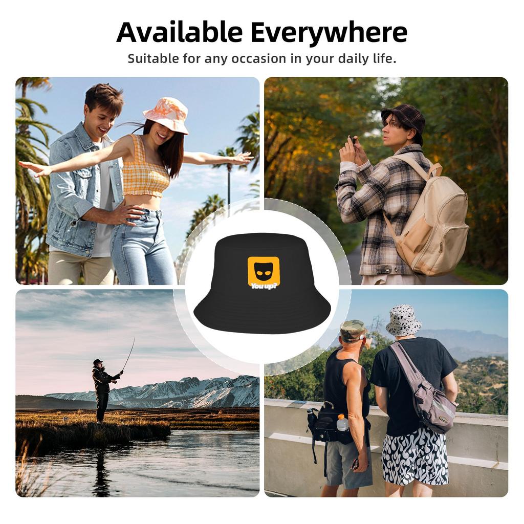 Du wach? Grindr Fischerhut Für Unisex Fischerhüte Klassische Angelkappen Persönlichkeit Hawaii Design Schirmmützen