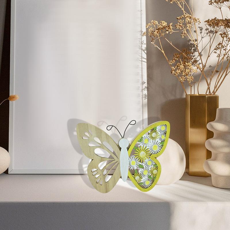 Wood Butterfly Table Decor Tabletop Butterfly Figurine Blank Wooden Ornaments For Wall Decor Exquisite Tabletop Figurine