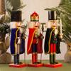 Christmas Nutcracker Decoration Puppet Solider Cloak King Wooden Doll Walnut Handcraft Figurine Home Office Decor Merry Christma