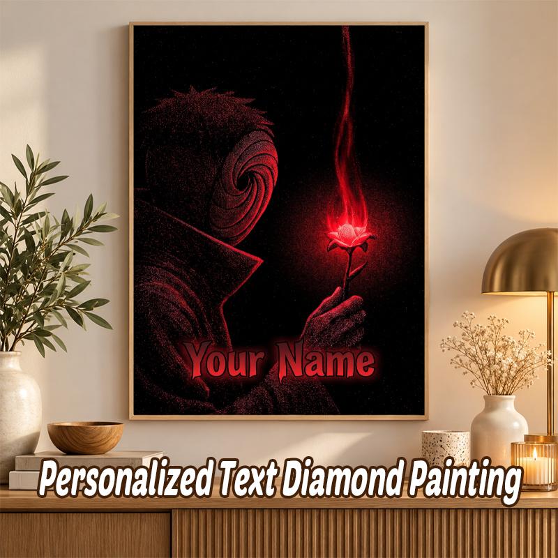 Obito Uchiha Custom Name Diamond Painting Personalized 5D Full Drill DIY Diamond Art Home Decor