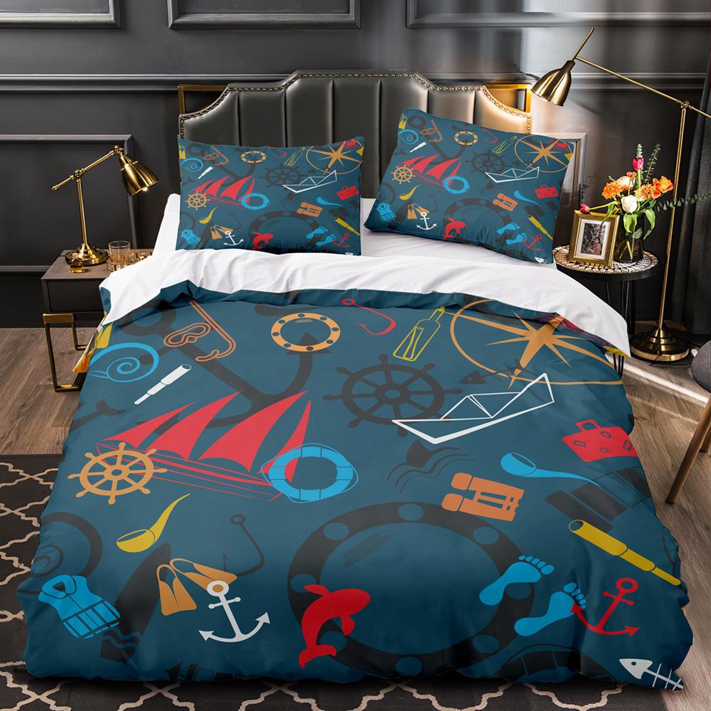 Sports Graffiti King Queen Duvet Cover Cartoon Bicycle Badminton Racket Bedding Set for Kids Black 2/3pcs Polyester Quilt Cover
