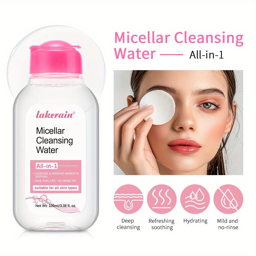 Démaquillant Micellaire Doux - Texture Douce Adaptée à Tous Types de Peaux, Idéal pour un Nettoyage en Profondeur des Yeux, des Lèvres et du Visage