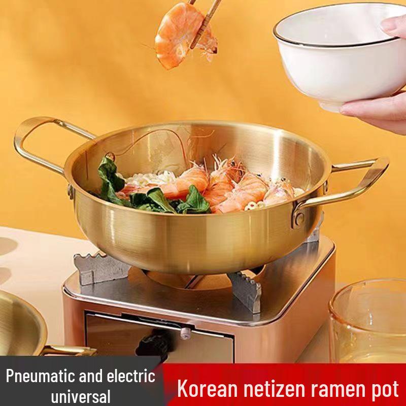 Korean-Style Ramen & Snail Noodle Pot: Stainless Steel Double-Ear Cooking Pot for Induction & Hot Pot