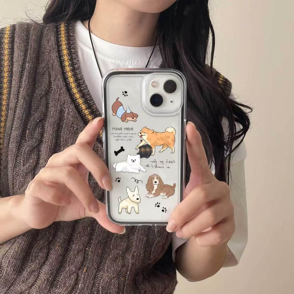Five Puppies Three-in-one Suitable for Apple 16 Mobile Phone 15iphone13PROMAX Huawei Xiaomi 14 Mobile Phone Case