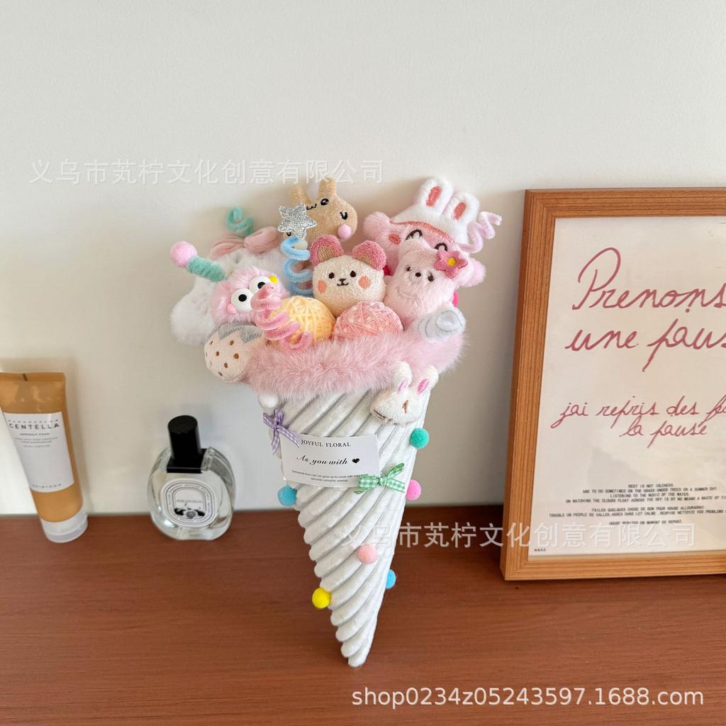New Year's Ice Cream Doll Bouquet Finished Creative Doll Hand Bouquet To Send Relatives and Friends Finished Souvenir