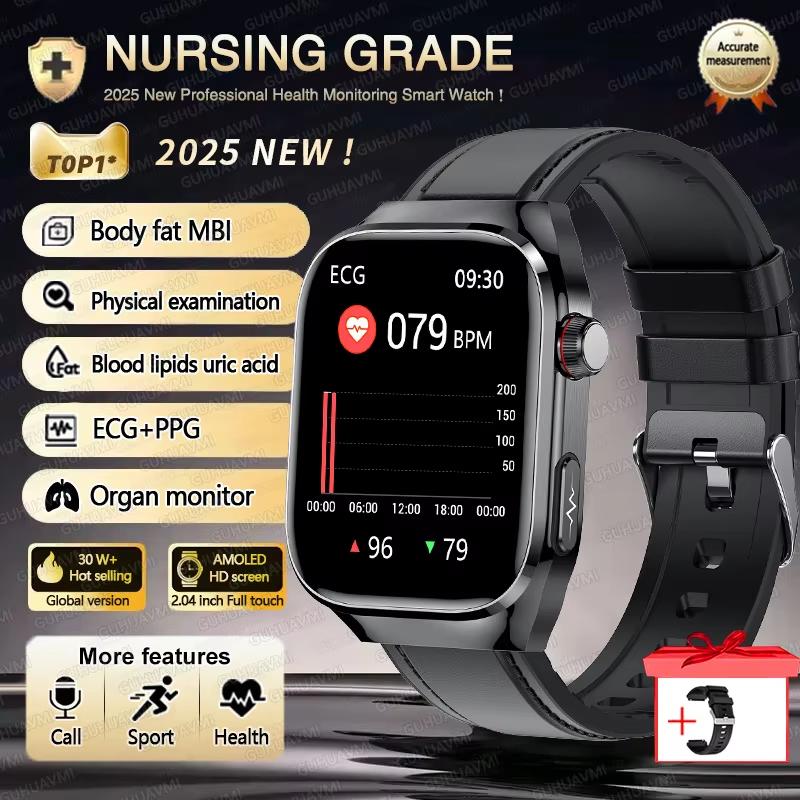 2025 New Blood Lipid Uric Acid Treatment Smart Watch Men ECG+PPG Heart Rate Sports HD Call Health Track for Samsung Smartwatch