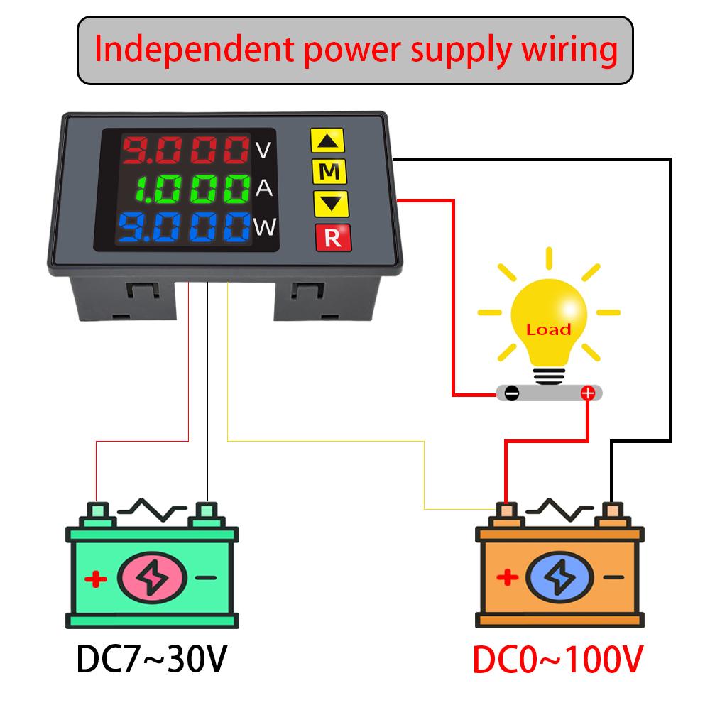 BM730 DC0-100V 10A LED Digital Voltmeter Ammeter Voltage Current Wattmeter Meter Volt Detector Tester Monitor Panel With alarm