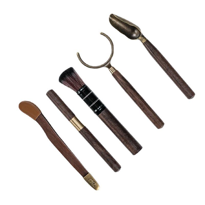 Ebony Gentlemen's 5-Piece Tea Ceremony Set: Copper Tea Tongs, Spoon, Scoop, Needle, Pick - Kung Fu Tea Accessories