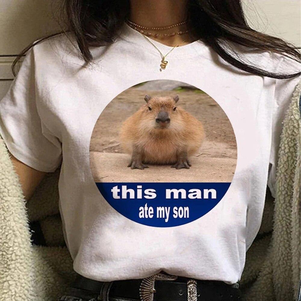 Tričko Capybara Funny Capy narodeniny Grafika Ženy Neformálne Vintage tričká Roztomilá kreslená potlač Streetwear Ženy Tričká s krátkym rukávom