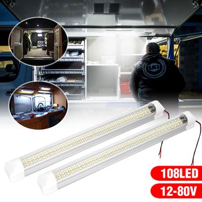 2 Stück 108 LED Auto Innenraum Weiß Streifen Lichtleiste Auto Innenraumlampe mit Ein/Aus Schalter Van Kabine LKW LKW Wohnmobil Boot Wohnmobil