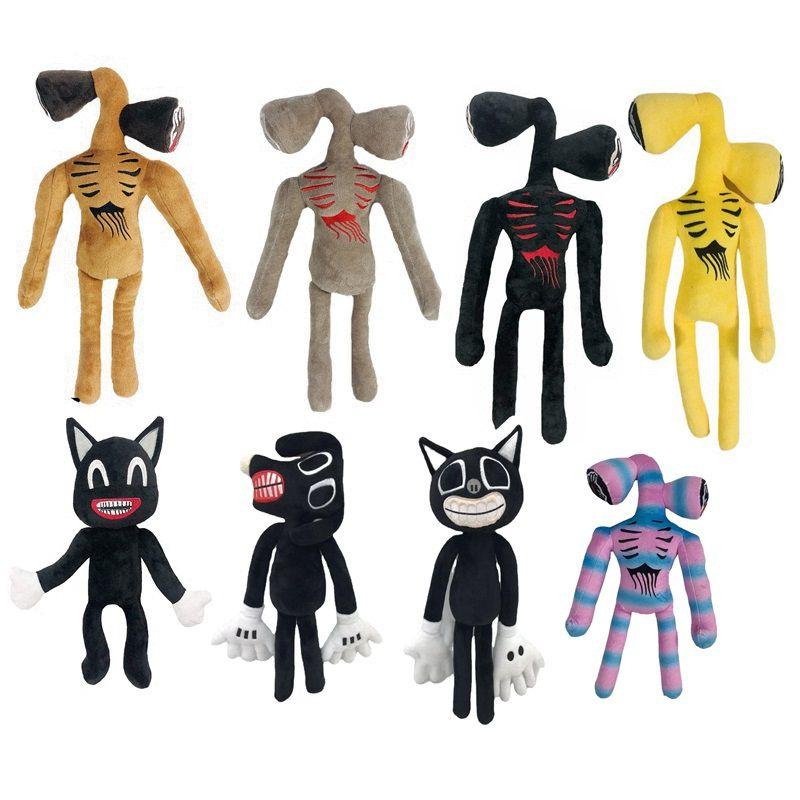 Siren Series Head Black Cat Plush Toy Big Mouth Horror Character Doll Stuffed