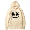 Mens Marshmello Smiley Face Hooded Sweatshirt Loose Fit Cotton Blend Winter Pullover