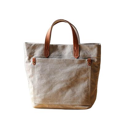 IOKI HAPU Canvas X Genuine Leather Tote Bag Lunch Bag Shoulder Bag Water Repellent Canvas 2-Way (White)