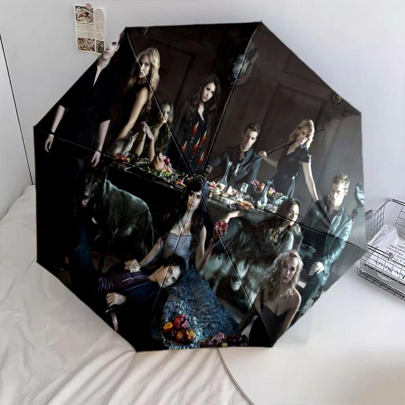1PC Vampire Diaries Series Automatic Umbrella - Suitable Travel Outdoor Portable Umbrella Birthday Gift Daily Essentials