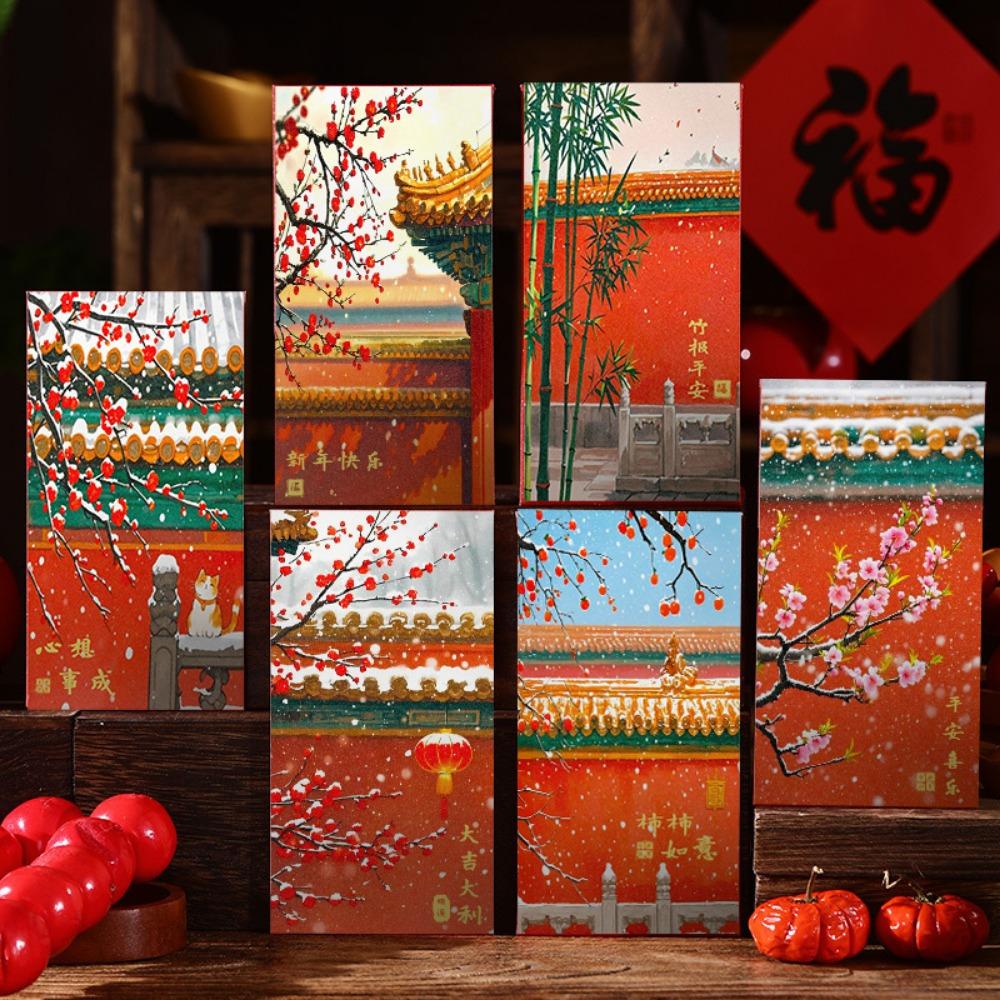 6pcs Traditional New Year Red Envelopes Hongbao 2025 Snake Year Red Pocket  Spring Festival Supplies