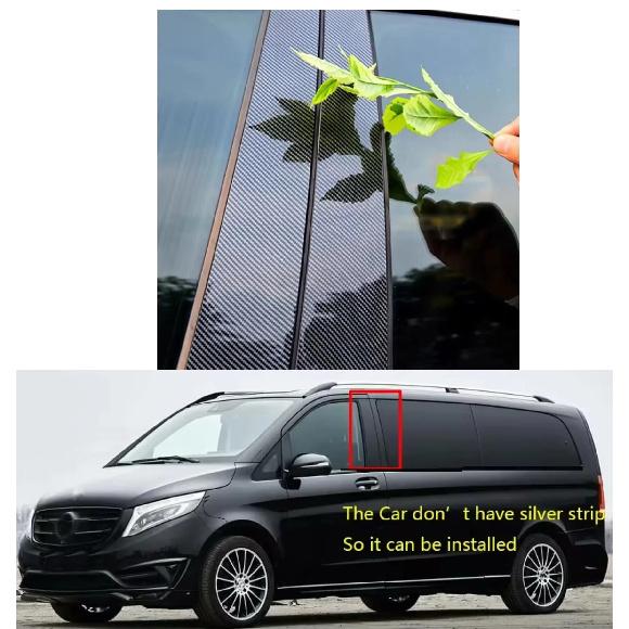 4PCS Glossy Black Pillar Post Fit For Mercedes Benz VITO V CLASS W447 2016- Door Window Column BC Trim Sticker Cover