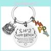 Grattis på födelsedagen Nyckelring med tårta Rostfritt stål Nyckelring Elegant present till vänner och kollegor