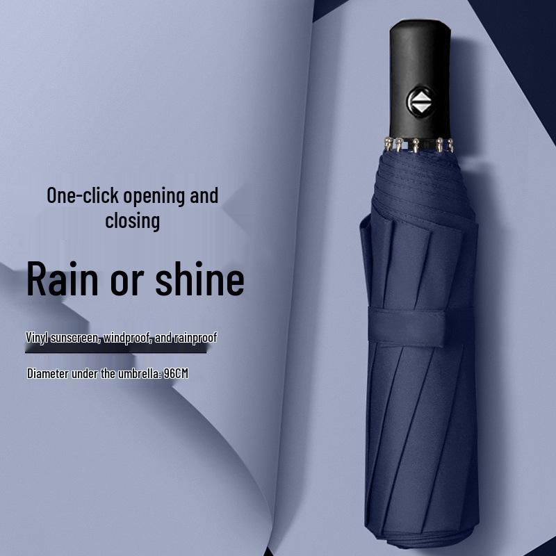 Automatic Buckle Women’s Umbrella: Windproof, Reinforced, Sun & Rain UV Protection