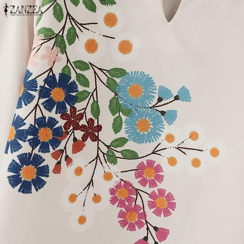 ZANZEA Women V-Neck Casual Long Sleeeve Floral Blouse