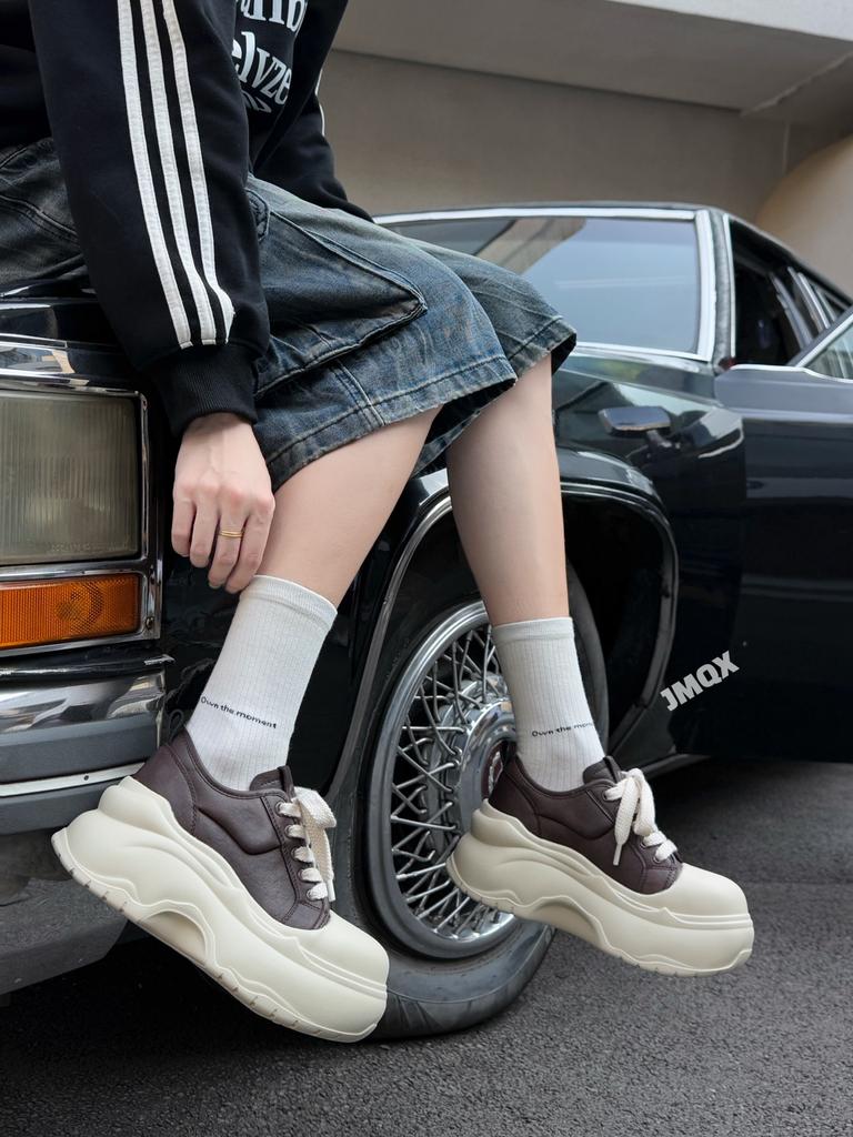 Little white board shoes white sneakers women's 2025 spring new platform little white shoes ugly cute big head bread shoes board shoes