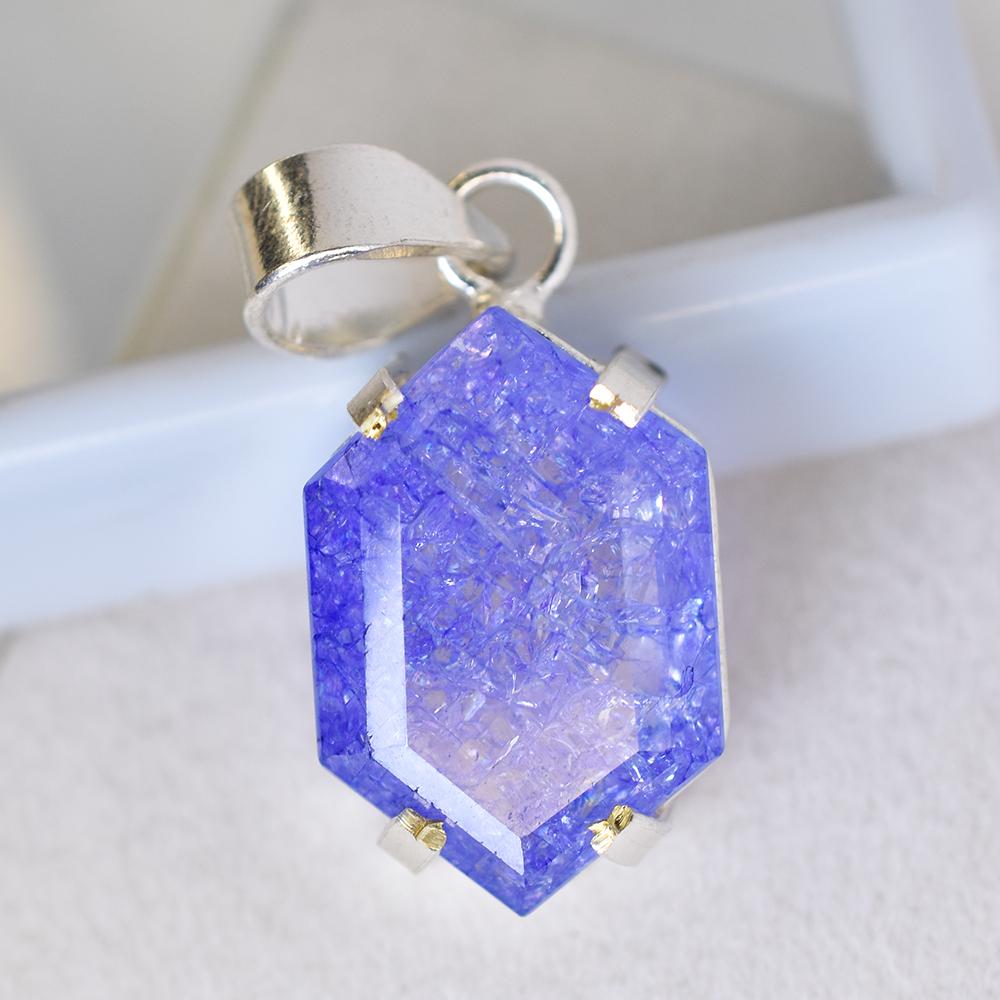 Fancy Cut 925 Sterling Silver 33.90 Ct Natural Sapphire CERTIFIED Gems Pendant MY.PD-178-NS