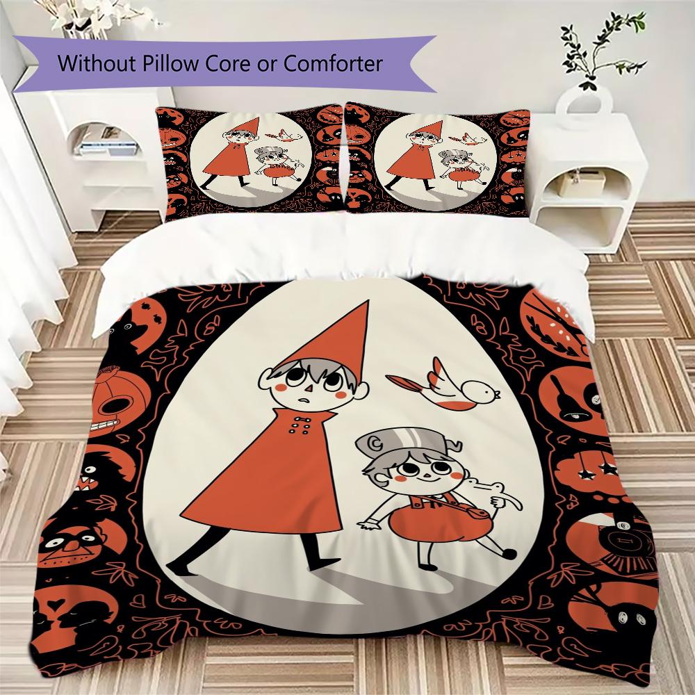 Over the Garden Wall Muster Bettwäsche, Steppbett Set Bettbezug Kissenbezug Haus Geburtstag Geschenk(1 Bettbezug + 2 Kissenbezüge, ohne Füllung)_lx